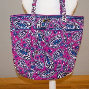 Vera Bradley Pink Blue Boysenberry Paisley Tote Bag Purse